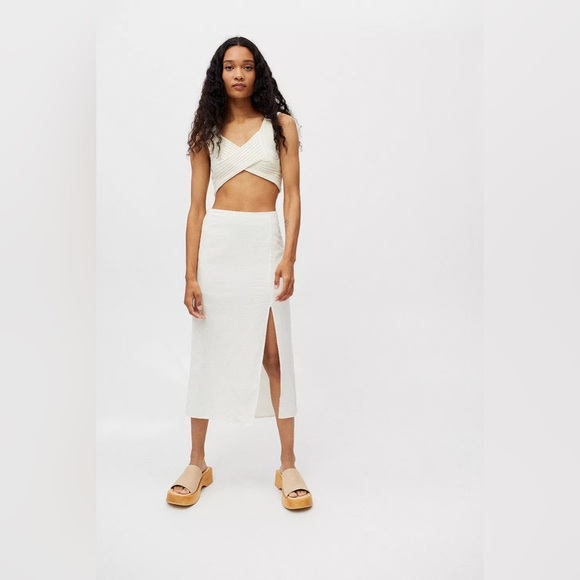 URBAN OUTFITTERS Tanning At The Beach Linen Midi Skirt - Picture 3 of 10